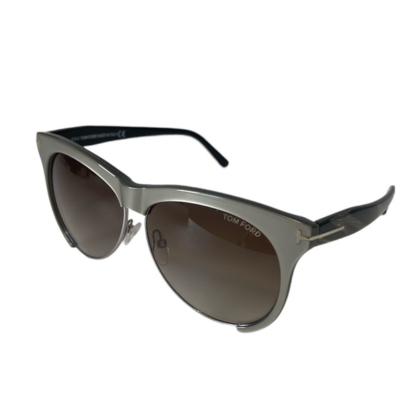 Tom Ford Women’s Sunglasses TF365 Leona Cat Eye Grey Silver Lens Brown Gradient - Picture 13 of 13